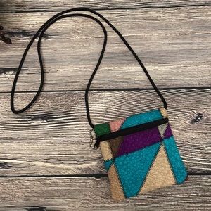 Artisan textured patchwork cross body mini purse